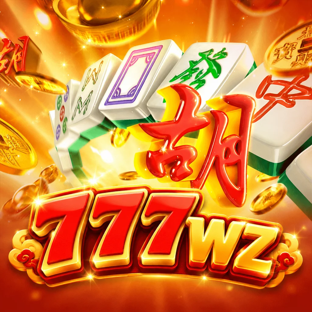Ubin mahjong berserakan bersama koin emas dan logo 777wz